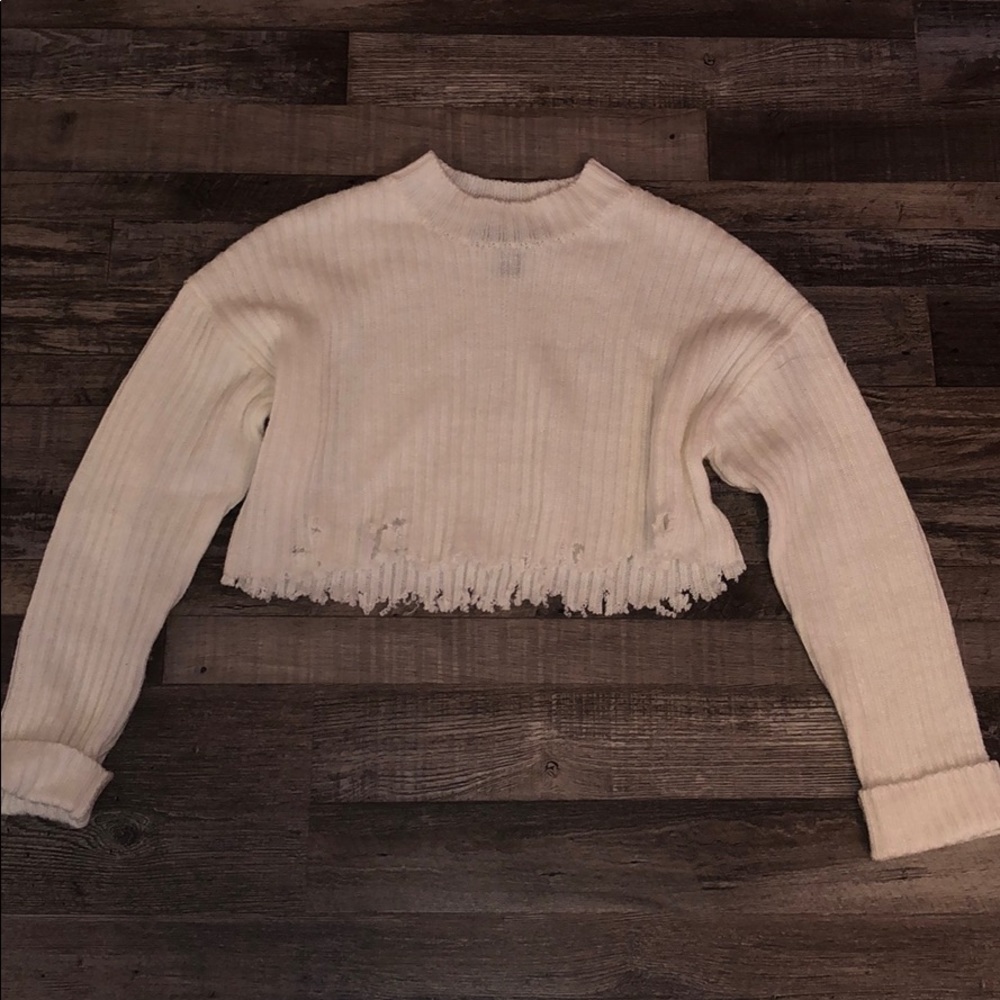 white crop sweater